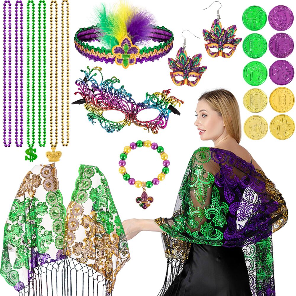 9818 20pcs Mardi Gras Outfit Accessoriess For Women, Set